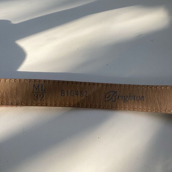 NEW Brighton Women’s Pink Croc Leather Belt ML 32 Sparkling Heart B10482 VTG - Picture 6 of 16